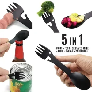 Outdoor 5 in 1 Camping Multi-functional Fork/Knife/Spoon/Bottle/Can Opener