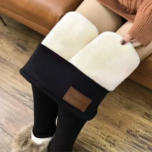 Women Lamb Fleece Leggings, Seamless High Waist Thermal Winter Warm Tights